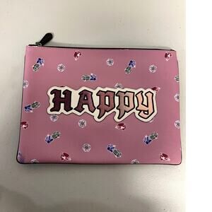 Coach F72913 Disney X Coach Large Wristlet With Happy Pouch Pink Multi